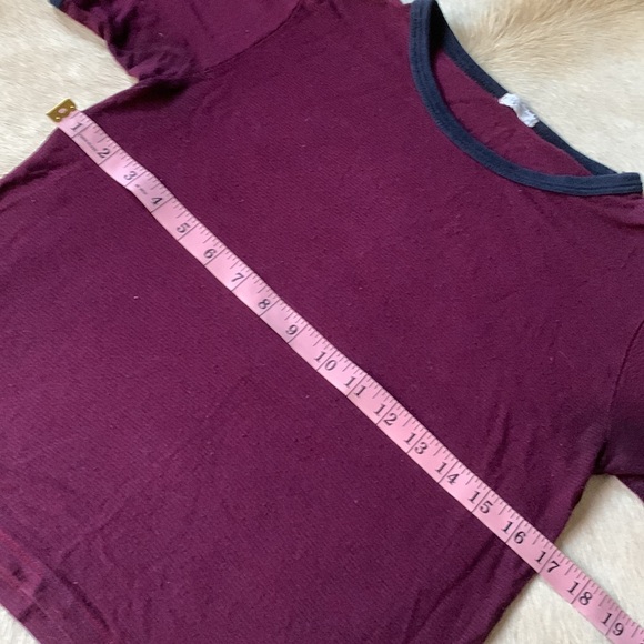 Rare JOHN GALT/ BRANDY MELVILLE Burgundy & Navy STRIPED T-Shirt - Picture 4 of 5